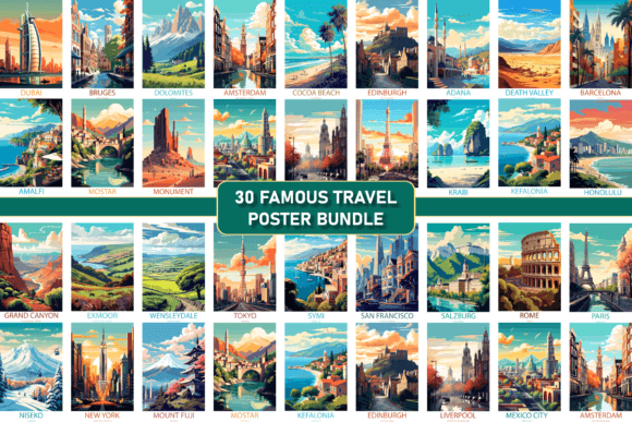 Download Famous Travel Places Poster Bundle - Bundle Collection
