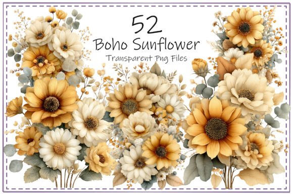 Download Boho Sunflower Clipart Bundle - Bundle Collection
