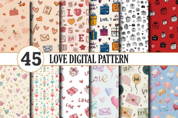 Download Romantic Love Digital Pattern Bundle - Bundle Collection