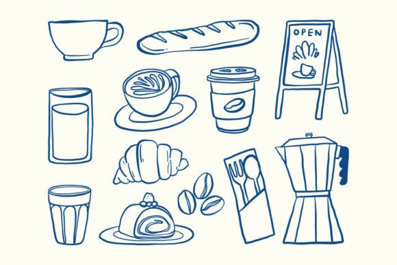 Download Cafe Doodle Line Art Clipart Set - Premium Resources