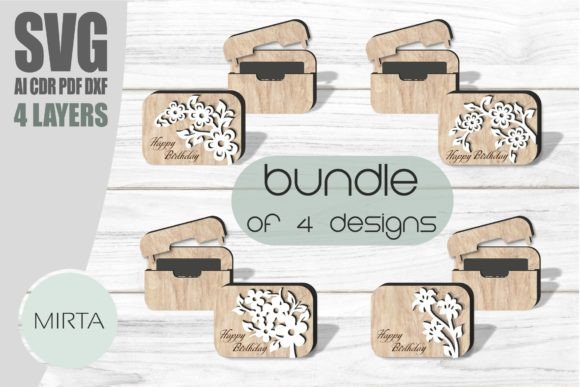 Download Floral Gift Card Holder Bundle Svg Laser - Bundle Collection