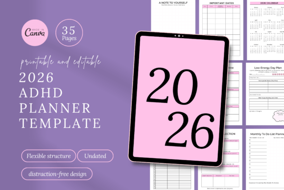 Download ADHD Digital Planner Canva Template - Planner Collection