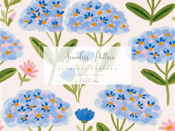 Download Blue Hydrangea Seamless Pattern PNG for Kids &amp; Spring Crafts - Seamless pattern png Collection