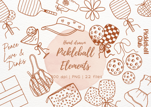Download Hand Drawn Pickleball Doodle Bundle - Bundle Collection