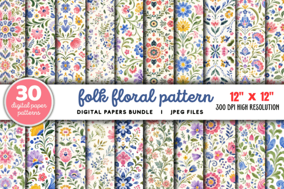 Download Folk Floral Pattern Set Bundle - Bundle Collection