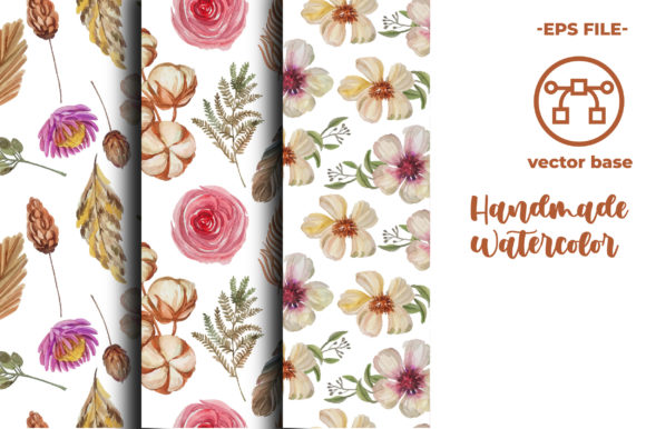 Download Boho Flower Pattern Watercolor Series - Boho flower pattern Collection