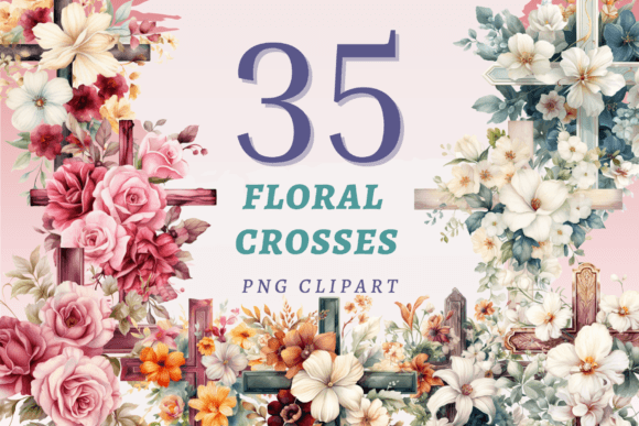 Download Floral Crosses PNG Bundle - Bundle Collection