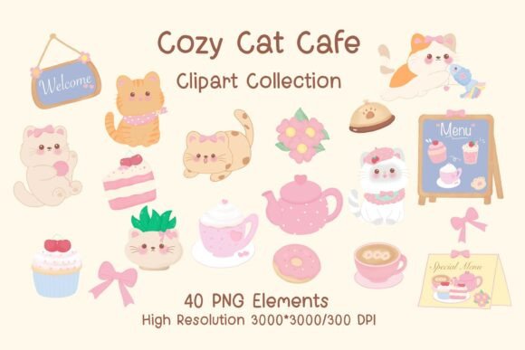 Download Cozy Cat Cafe Clipart Collection - Premium Resources