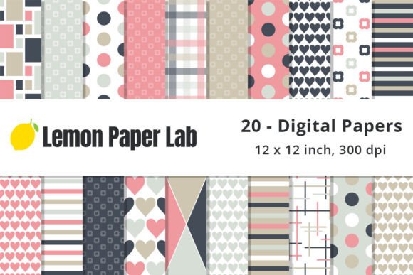 Download Pink and Navy Digital Scrapbook Paper - Digital scrapbook paper Collection