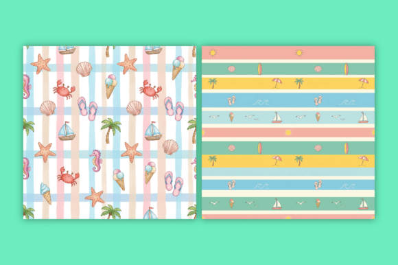 Download Summer Beach Seamless Patterns Bundle - Bundle Collection