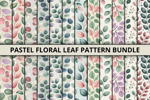 Download Pastel Floral Leaf Pattern Bundle - Bundle Collection