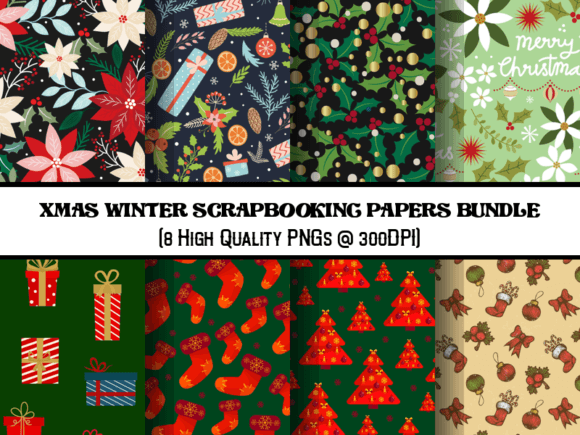 Download Xmas Winter Scrapbooking Papers Bundle - Bundle Collection