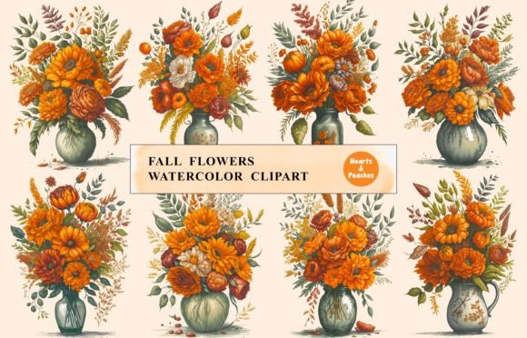 Download Fall Flowers, Watercolor Clipart Bundle - Bundle Collection