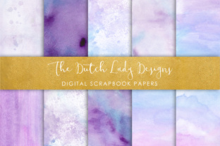 Download Digital Scrapbook Paper - Watercolor Ombres in Blue & Purple - Waterpaint Textures - Digital scrapbook paper Collection